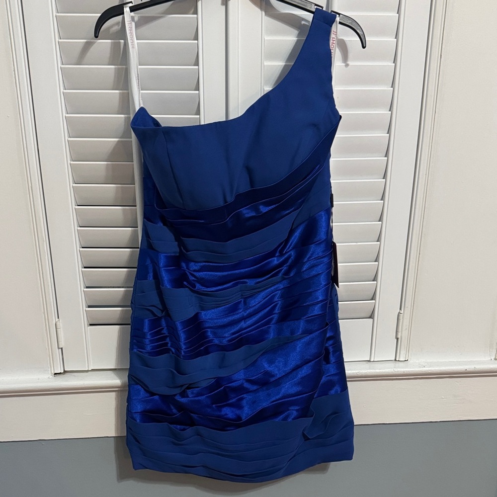 JJs House Royal Blue One-Shoulder Dress